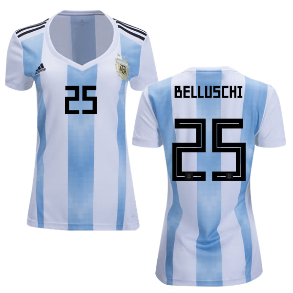 Women's Argentina #25 Belluschi Home Soccer Country Jersey - Click Image to Close